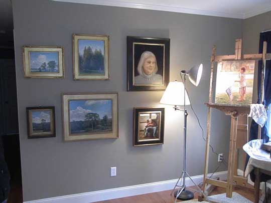A display of paintings by Wayne Daniels