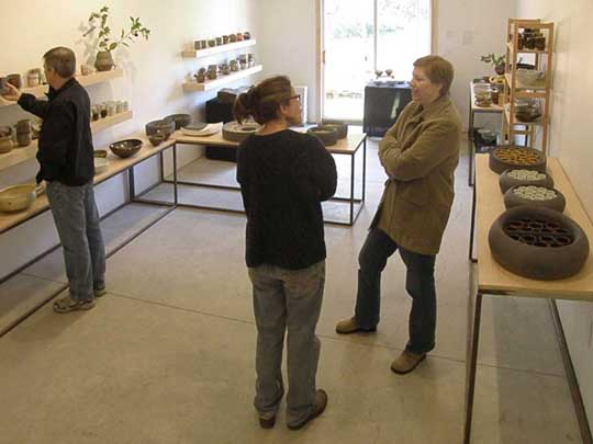 Liz Lurie and Peter Beasecker pieces on display at their pottery studio