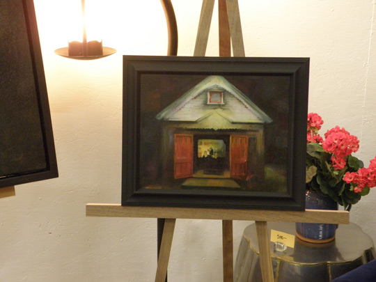 Susan Tietje paintings on display at Route 20 Sofa