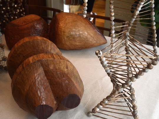 Dave Porter's wood and goldenrod gall sculptures