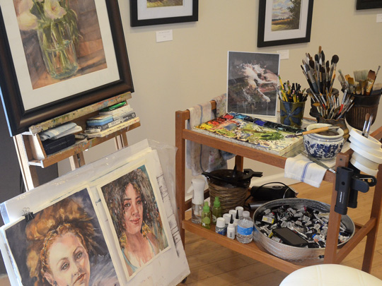 Judith Levins' set up for painting demo
