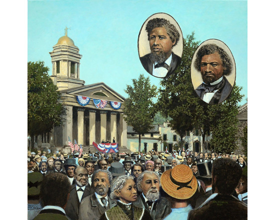 "1866 Emacipation Day Celebration in Norwich, NY"    30" x  30"     acrylic      ©2025 "1866 Emacipation Day Celebration in Norwich, NY"    30" x  30"     acrylic      ©2025